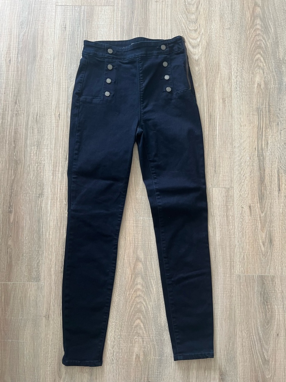 White House Black Market Navy Skinny Sailor Button Jeans